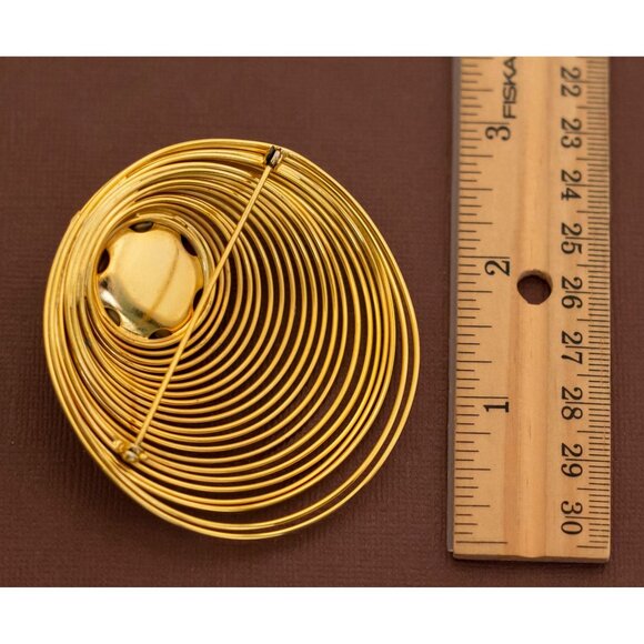 Vintage Gold Tone Victorian Multi Spiral Sphere Large Brooch - U21 - Picture 2 of 2